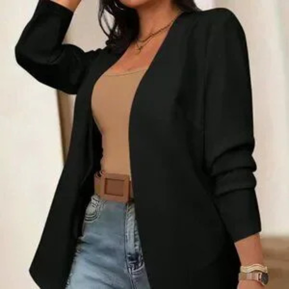 ZARA Black Casual Women's Plus Size Long Sleeve Blazer